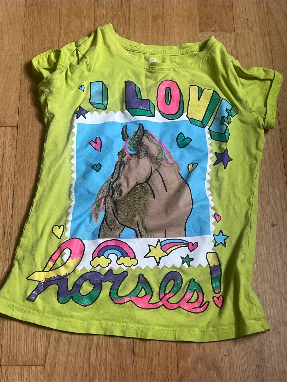 Girls' Lime 'I Love Horses' Graphic Tee medium